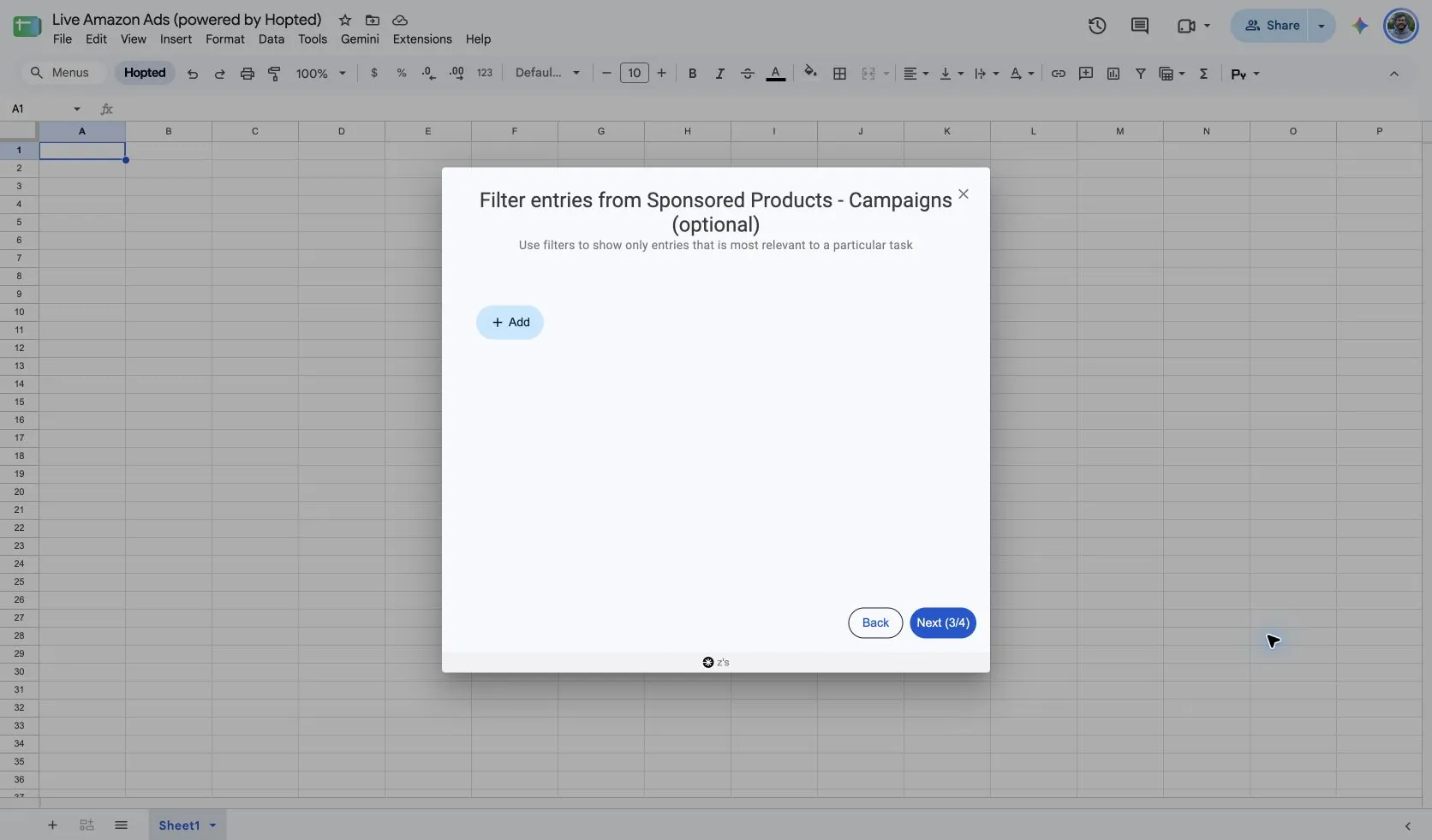 Review optional filters for the Sponsored Products campaign report