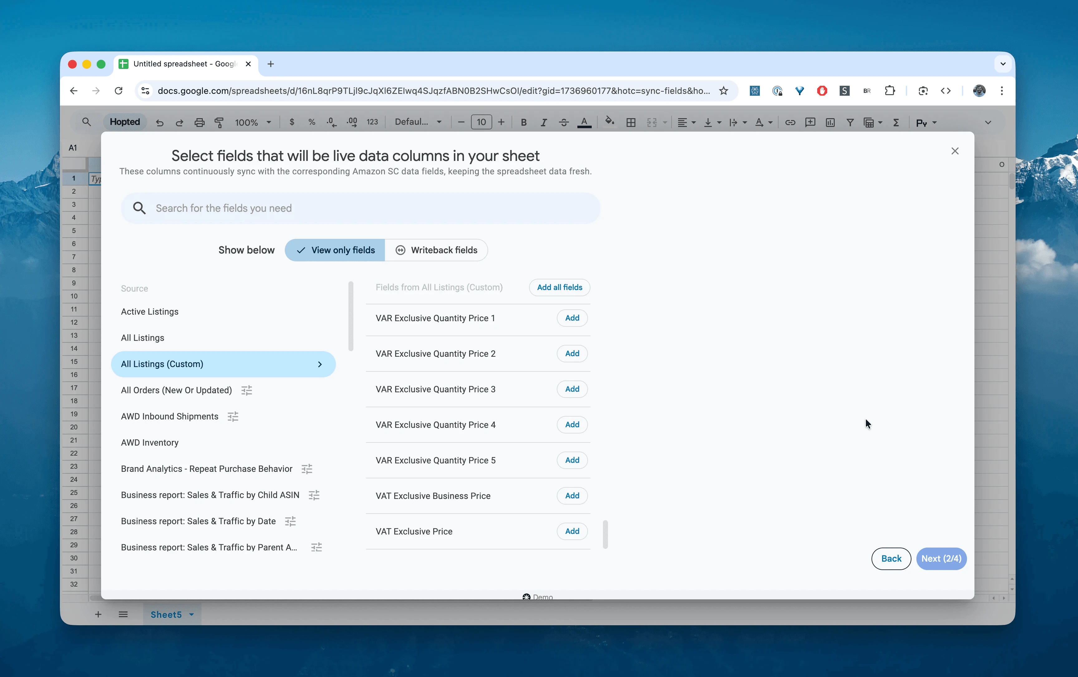 Výběr All Listings (Custom) v Hopted