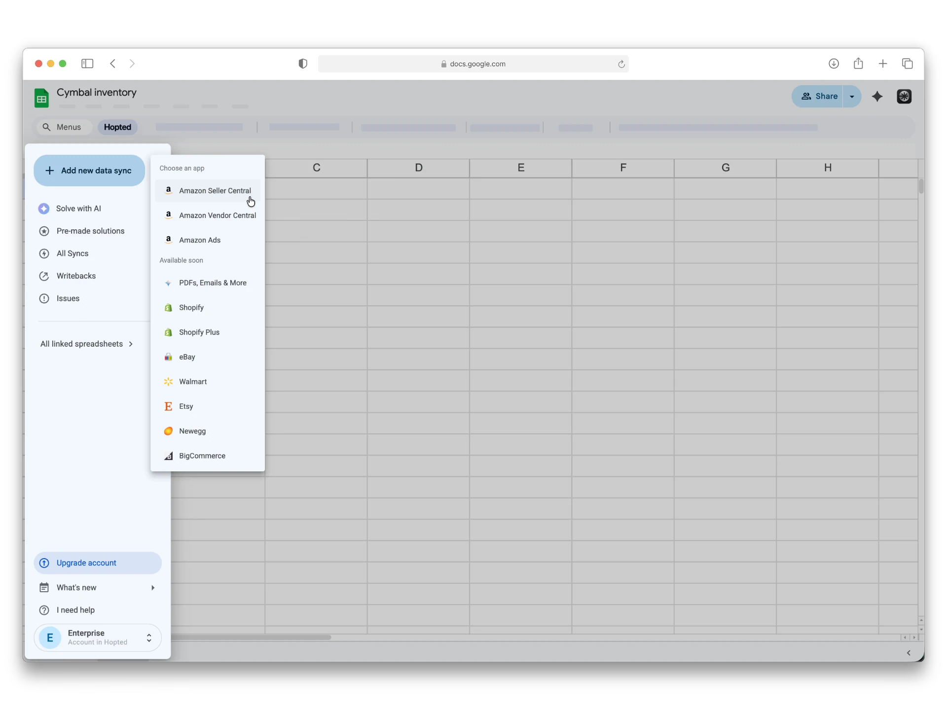 Propojení účtů Amazonu s Google Sheets